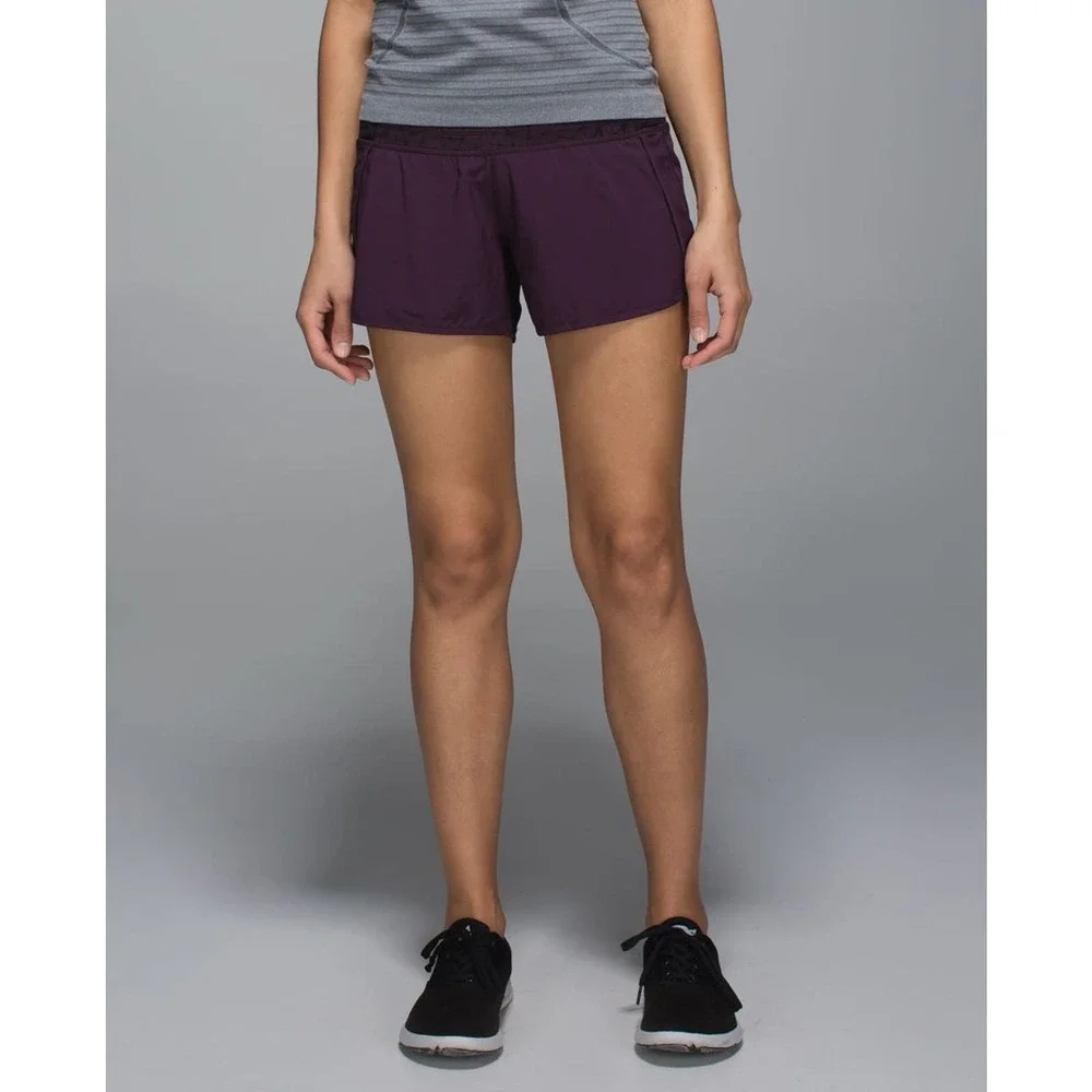 Lululemon Run Times Short 4 Way Stretch 4" Star Crushed Black Cherry Size 4 - Picture 14 of 16